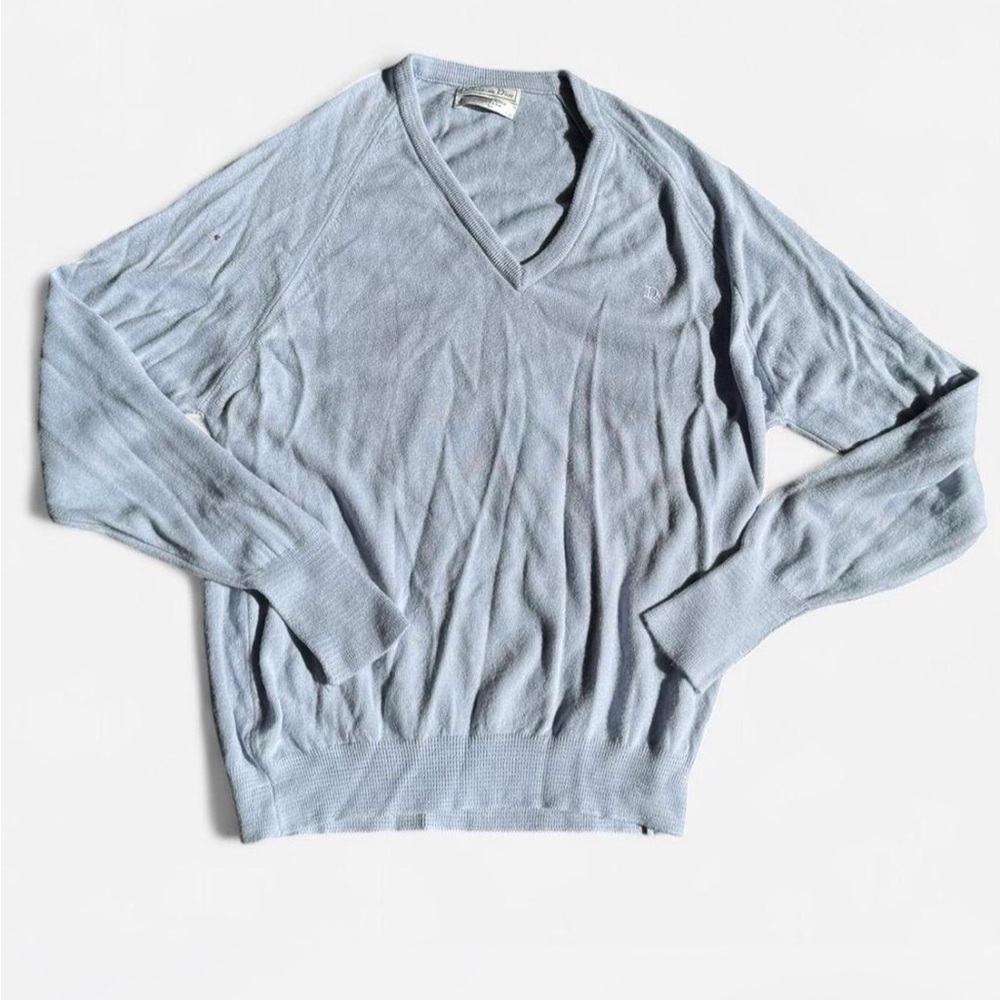 Dior Light Blue V-Neck Sweater for Women